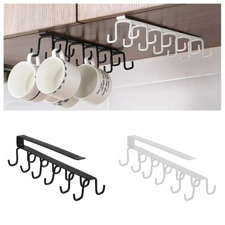 10-Hook Under Cabinet Mug Rack