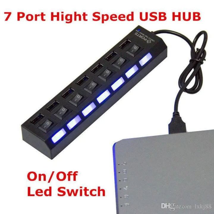 Multi-Port 7-Port USB Hub with ON/OFF Switch