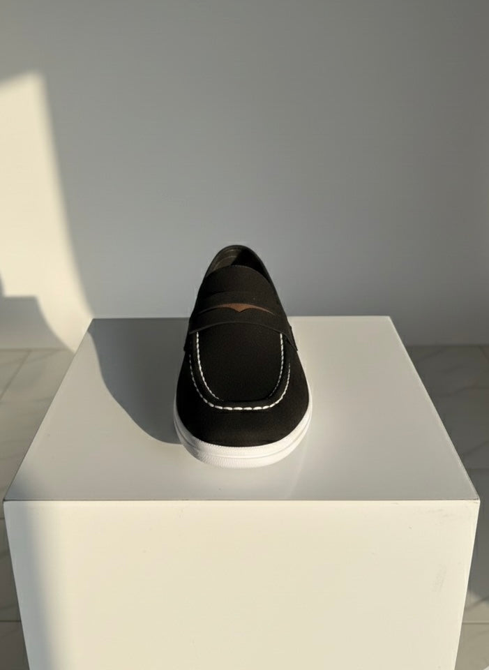 White Stitching Suede Loafers