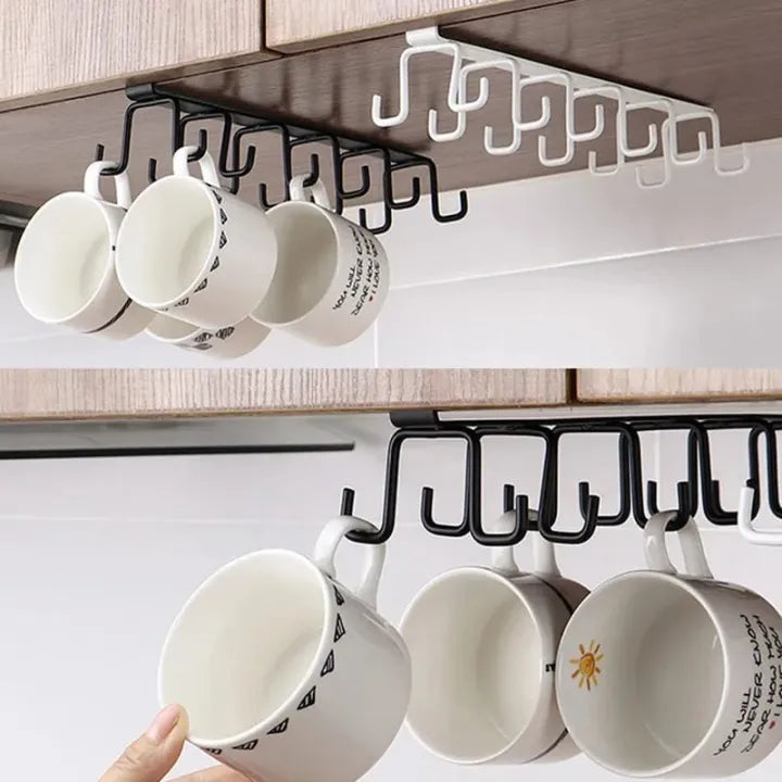 10-Hook Under Cabinet Mug Rack
